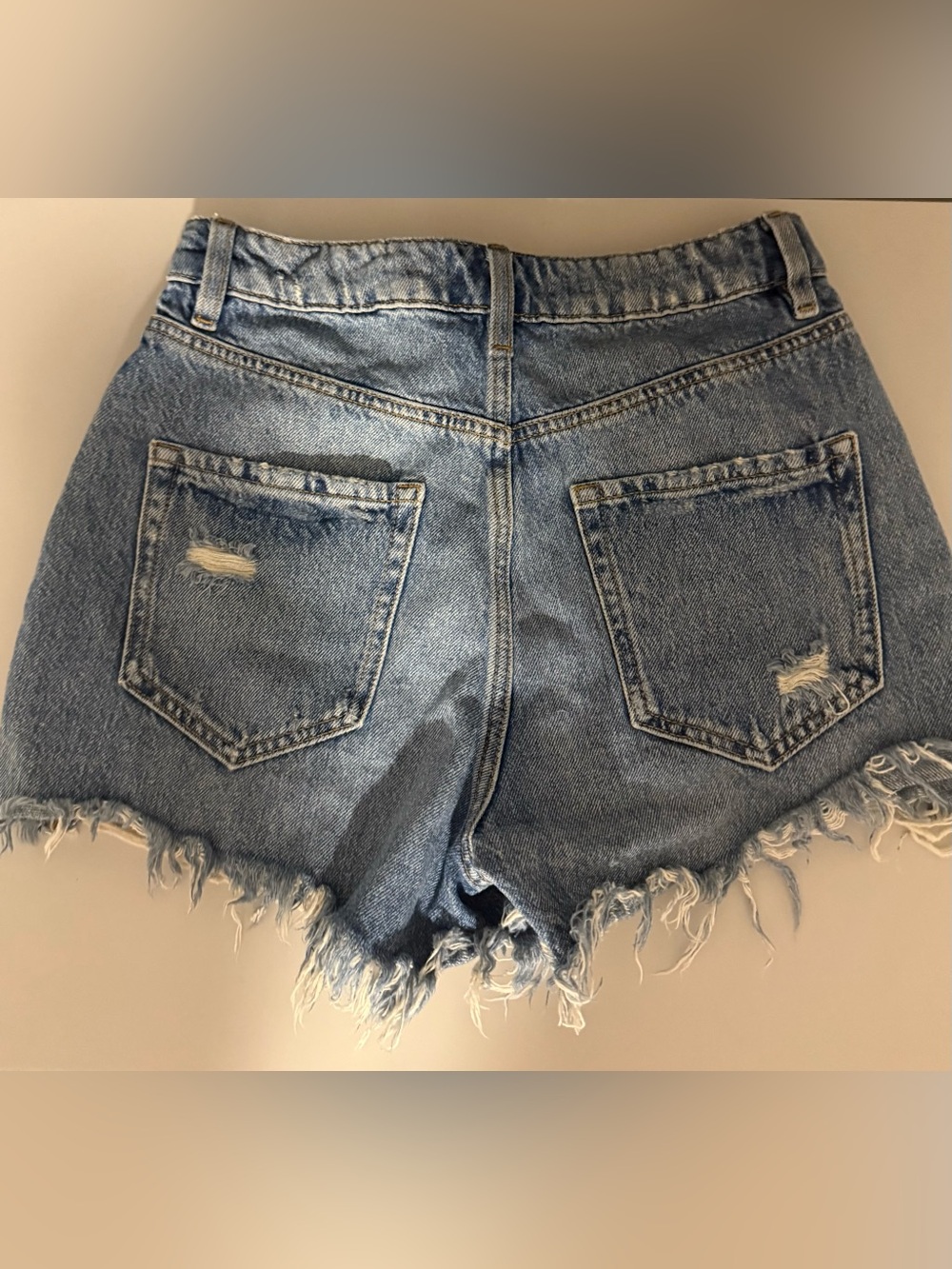 Dynamite Light Blue Distressed High-Rise Jean Shorts